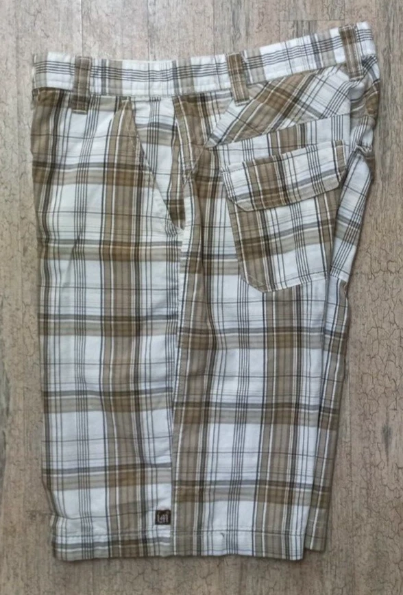 Indigo Milk Chino Shorts Men's 30 Brown Plaid Flat Front Cotton Blend Casual - Image 3 of 4