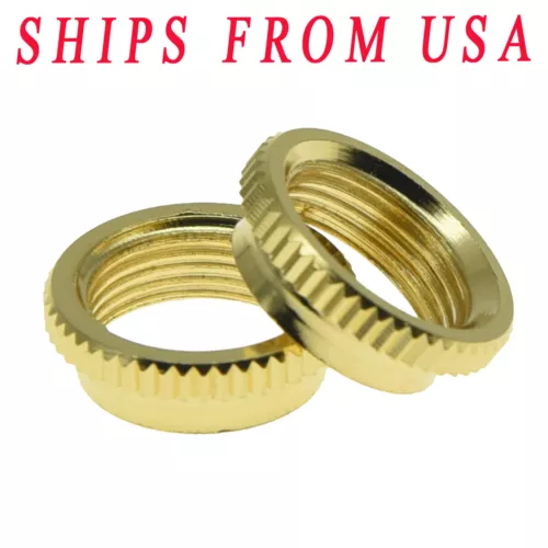 2* 15/32" Fine Knurled Deep Nut Toggle Switch Nut fit Gibson/Switchcraft Gold