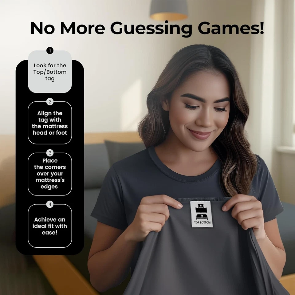 Sábana Ajustable Queen Solo - Bolsillo Profundo Microfibra Suave, Gris, Arrugas y Desvanecimiento Resi Foto 4 de 4