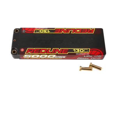 Gens Ace Redline 7.4V 130C 5000mAh 2S Lipo Battery HardCase With 5.0mm Bullet US