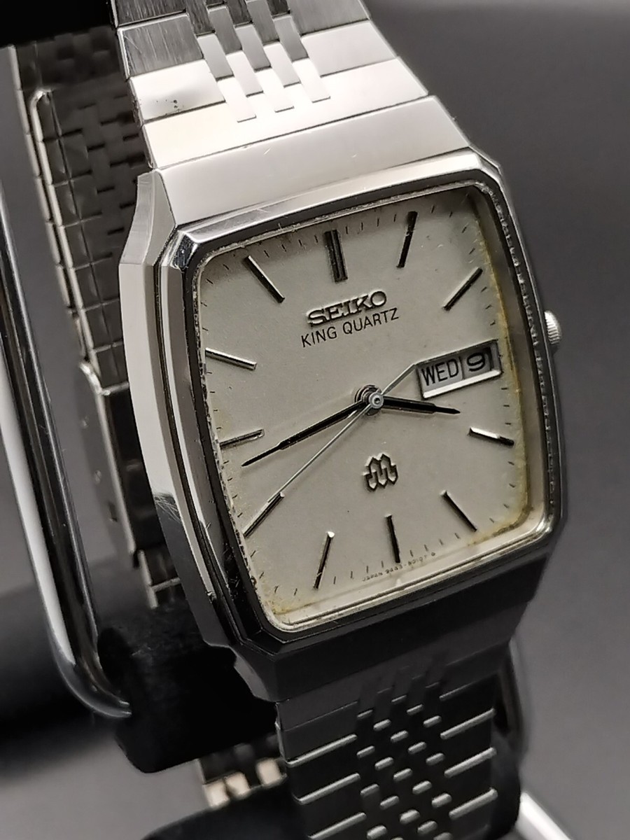 SEIKO キングツインクォーツ 9443-5020 スクエア シルバー 稼働品 Vintage Seiko King Quartz Twin Quartz Square 9443-5020 Men's Watch