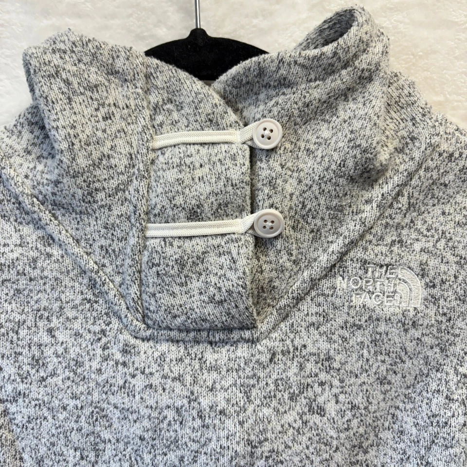 Пуловер для девочки The North Face размер средний серый свитер флисовый вязаный с переключателем спереди - Изображение 2 из 4