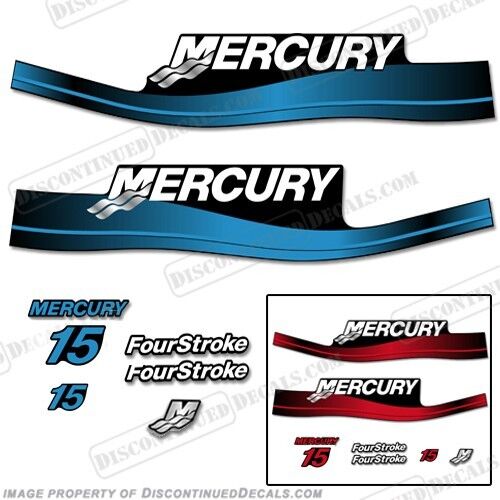 Fits Mercury 15hp FourStroke Outboard Decal Kit 4-Stroke Blue or Red 1999-2006 - Picture 1 of 3