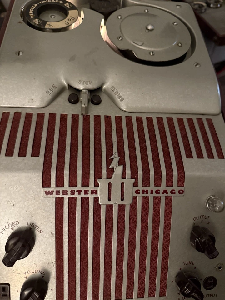 Grabadora de cables Webster Chicago 80-I vintage de los años 40 funciona con estuche carretes manuales Foto 3 de 4
