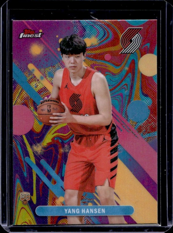 2025-26 Topps Finest Yang Hansen Common RC Oil Spill Refractor #16 Trail Blazers