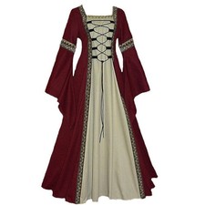 Mittelalterliche Kleid Kostüm Frauen Langarm Renaissance Spitze Kleid Karneval