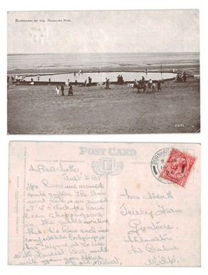Alte Postkarte - Burnham-on-Sea Planschbecken, Somerset - VERSCHICKT 1924