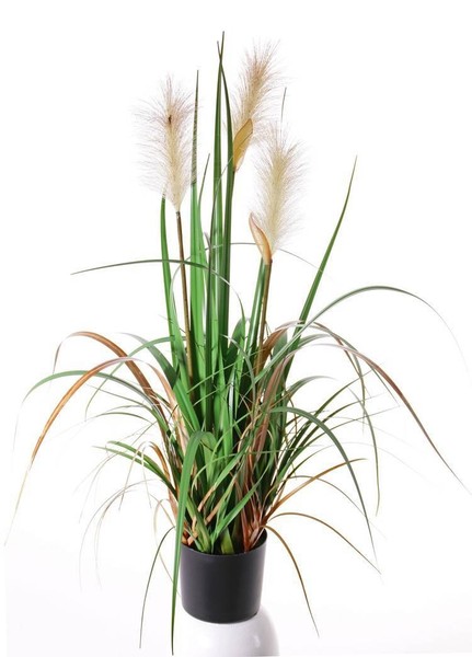 Artplants Kunstgras Schilfgras Eyota Mit Rispen, GrüN-Braun, 80Cm-image