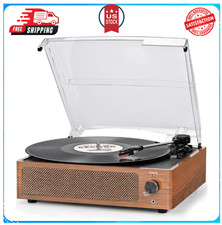 Vintage Vinyl Record Player with Built-in Speakers Bluetooth 3-Speed Turntable