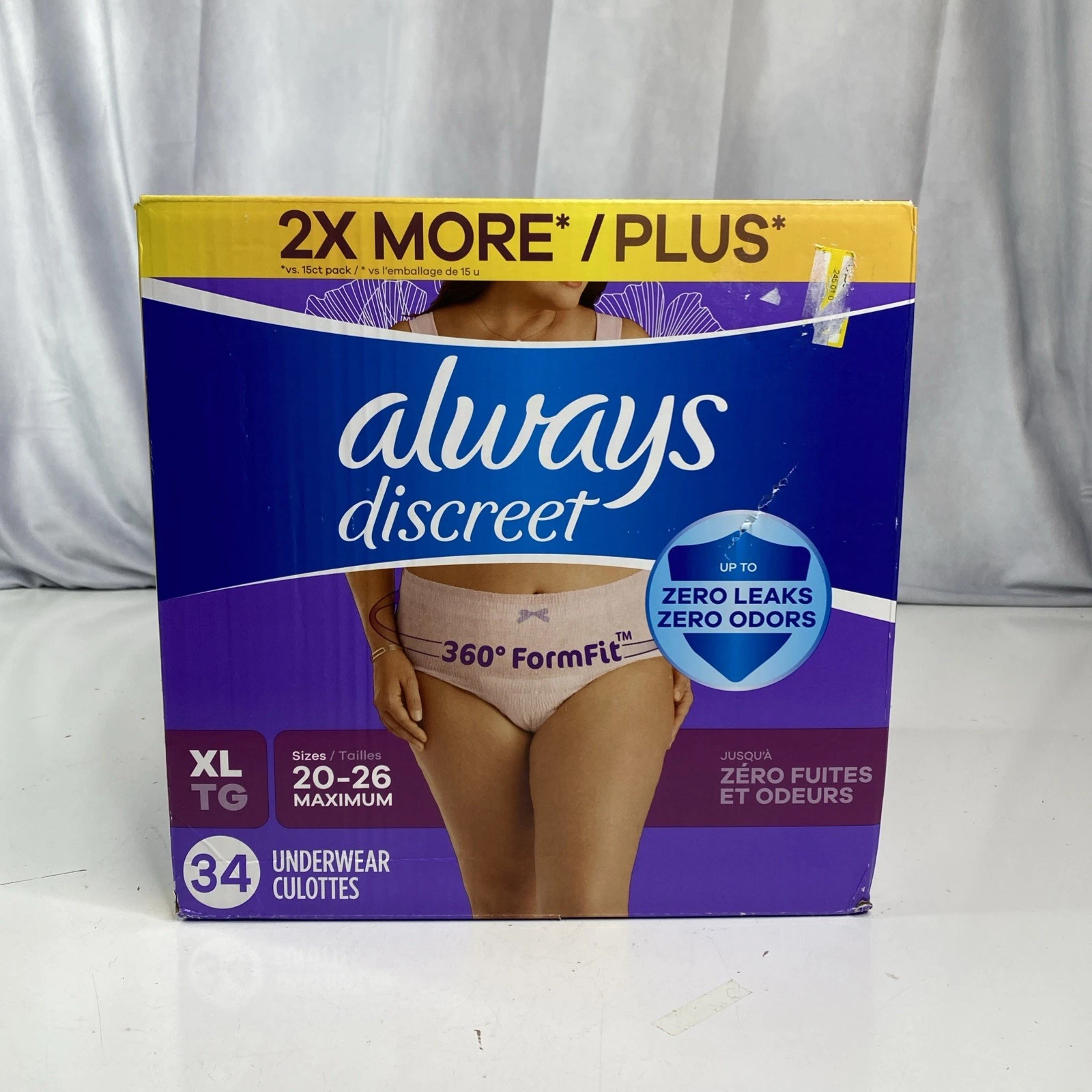 NEW Always Discreet Adult Incontinence Underwear Women Size XL 34 CT Zero Odors