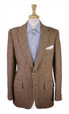 Harris Tweed Mens Vintage Brown Herringbone Scottish Wool 2Btn Blazer Jacket 40L