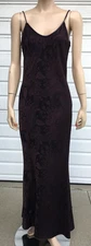 Vtg 90's Textured Brocade Purple Pamela Dennis Evening Beaded Slip Dress sz 8