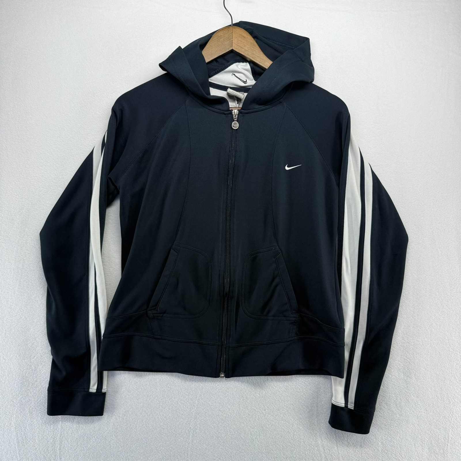 SACAI X NIKE Vintage Nike Track Jacket donna grande blu navy zip cappuccio full zip y2k Swoosh