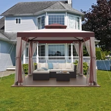 Patio Gazebo Tent Outdoor Canopy Shelter 10'x10' with Removable Netting
