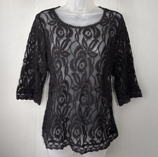 Fever Lace Top Size Medium Whimsigoth Black Dark Romantic Coquette Sheer Grunge