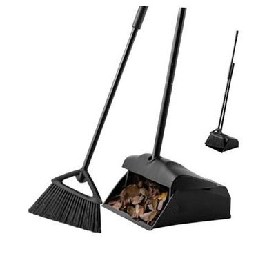 Commercial Angle Broom and Dustpan Combo, with Long Handle and Lid, Lobby