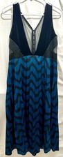 Y2K Velvet Babydoll Dress Womens L Blue Black Fairycore Empire Waist Sleeveless