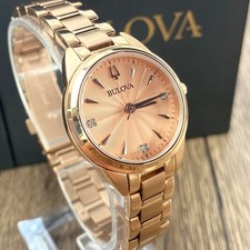 Bulova Sutton 97P151 Rose Gold Diamonds Dial Stainless Steel Women's Watch