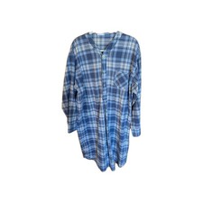 VERMONT COUNTRY STORE FLANNEL SLEEP SHIRT/NIGHTGOWN WOMEN'S L BLUE PLAID