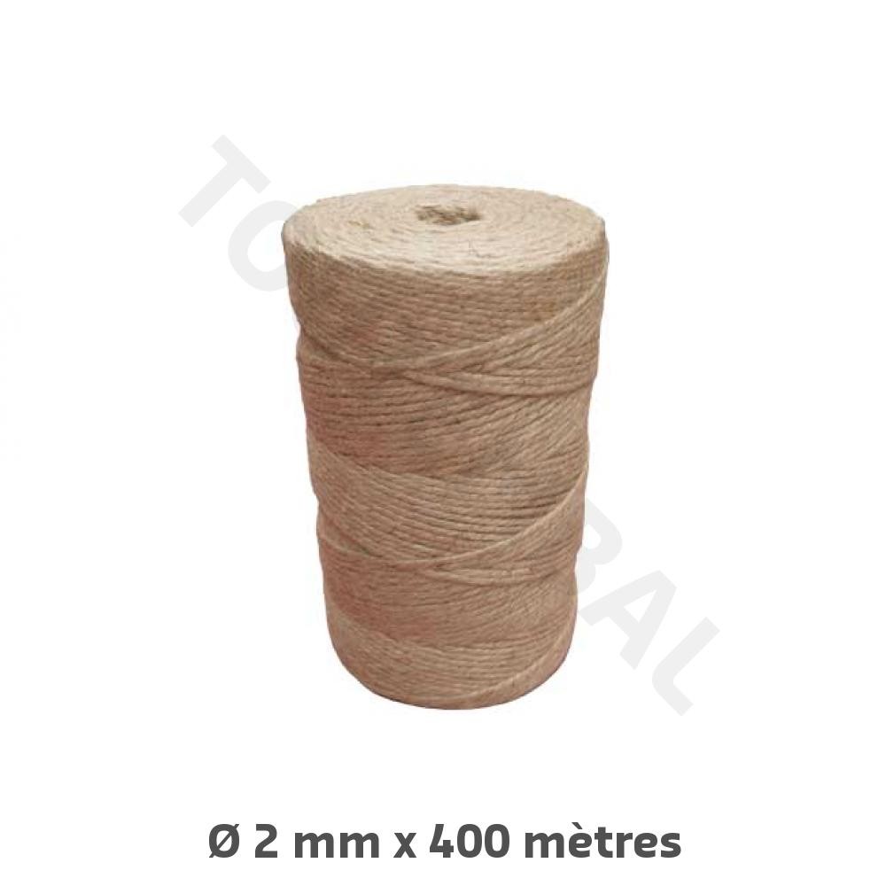 Ficelle jute naturelle 2 mm robuste en fil torsadé régulier de 400m pour reliure et artisanat