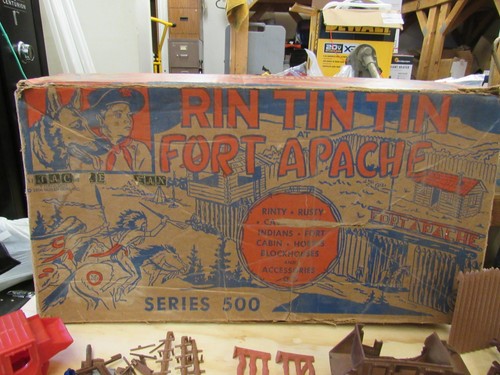 Marx Rin Blechdose Fort Apache Spielset Serie 500 3657 mit Original Box - 1956 Vintage