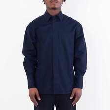 Ferragamo Logo Embroidered Cotton Poplin Shirt, Size Medium