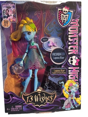 Monster High 13 Wishes Lagoona Blue 11in Doll w/ Neptuna 2013 box has some shelf