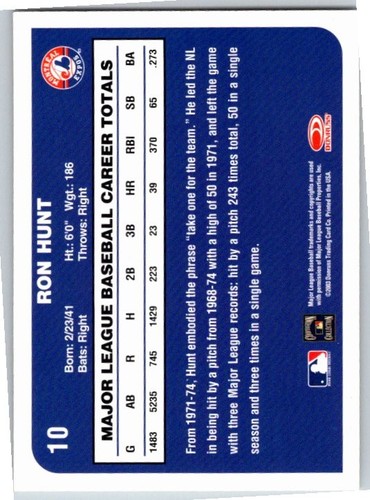 Donruss Montreal Expos #10 Ron Hunt 2003 - Imagen 2 de 2