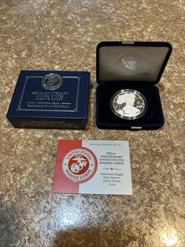 2025-P $1 1-oz Proof American Silver Eagle Marine Corps Privy w/ Box, OGP
