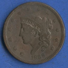 1838 Coronet Head Large Cent 1c ~ Free USA Shipping