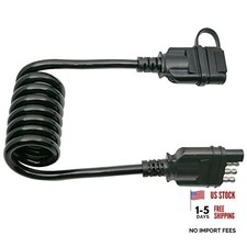 4 Way Flat Trailer Wire Extension 40" Flexible Coiled Cable with 4 New 40-Inch