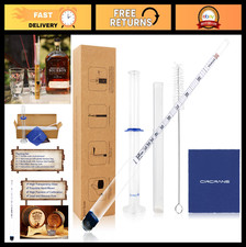 0-200 Proof Alcohol Hydrometer Kit with Glass Test Jar  Cylinder for Distilling