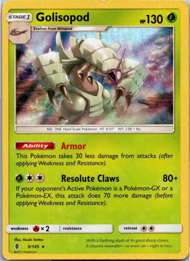 Golisopod 9/145 Holo Rare Guardians Rising Pokemon Near Mint