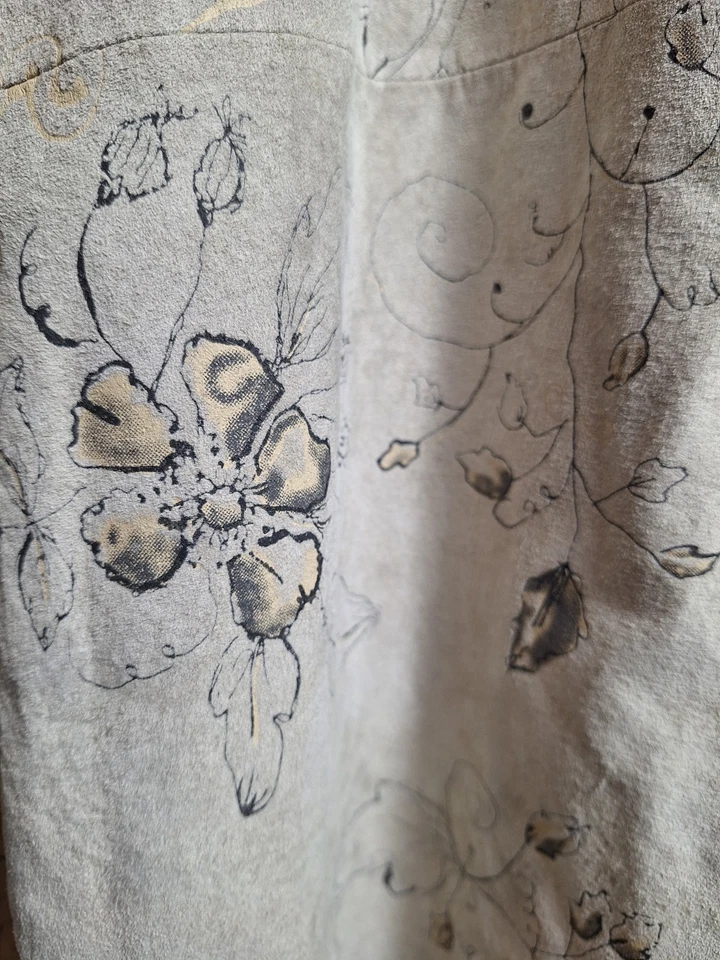 Vtg DIALOGUE Genuine Leather Suede Painted Floral Jacket Sz 1X Green Art-To-Wear - Image 3 of 4