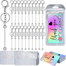 60 Pcs Beadable Keychain Bars Bulk Making Kit 20 Beaded Keychain 20 Bag 20 Thank