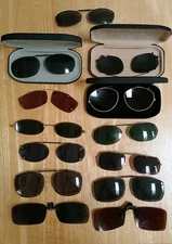 Vintage-Modern Clip On,Flip Up Sunglasses Lot 13 Pair Many Brands, Types