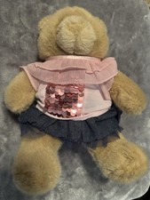 VTG Build A Bear Teddy With Pink Sequin Top And Skirt