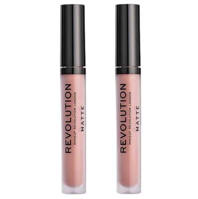Pack of 2 Makeup Revolution Beauty Revolution Matte Lip Gloss, Chauffeur 110