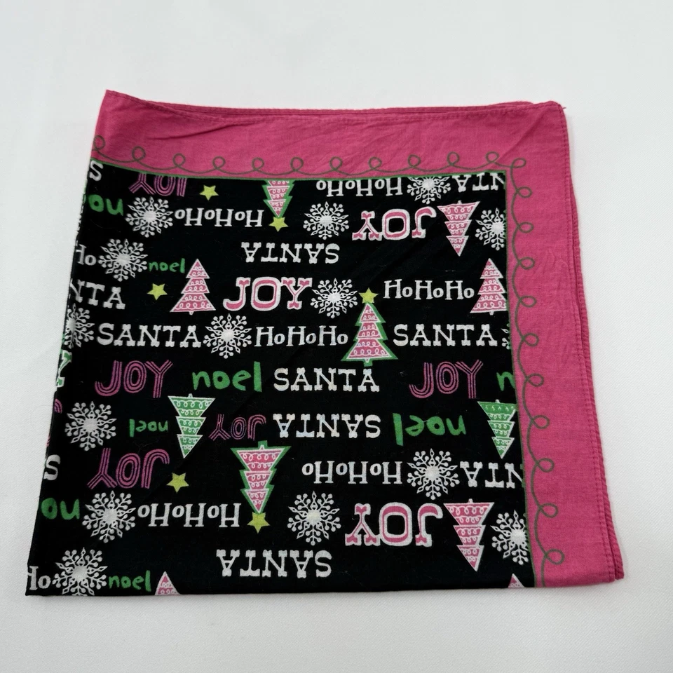 Pañuelo de Navidad Bandana Cuadrado Pañuelo Vacaciones Festivo Patrón Mensaje Alegría Foto 2 de 4