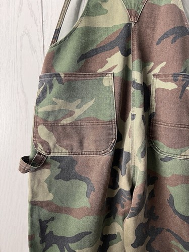 VTG Denim Camo Liberty Bib Overalls Mens 40x31 Workwear Hunting USA Woodland - Picture 5 of 17