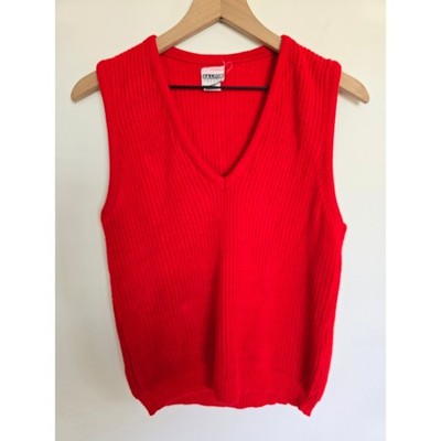 Vintage Salton Pepper Red Knit Sweater Vest Cotton Size S-M