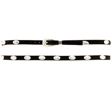 Genuine Leather Hatband with Oval Silver Conchos, 27" x 3/8"
