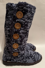 Muk Luks Blue Knit Boots Women's Size 9 Sweater MukLuks New