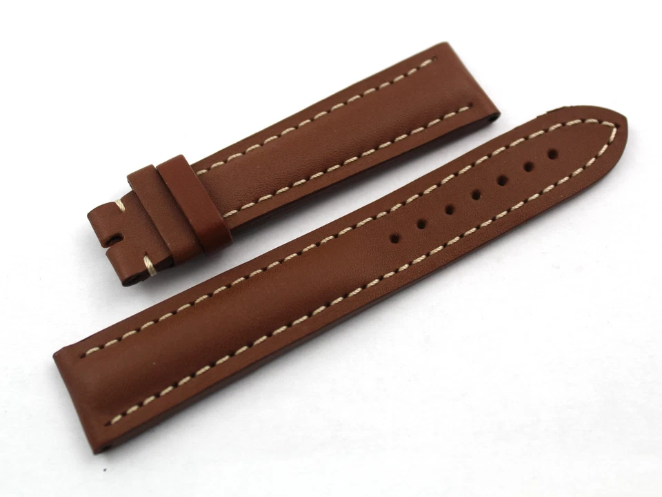 Correa de reloj Breitling Chronomat Cuir verdadero oro marrón 20/18 mm hecha a mano Foto 2 de 4