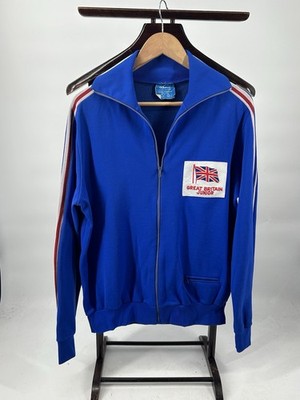70er Jahre Adidas Ventex Trainingsanzug Jacke Großbritannien Olympiade Herren Large