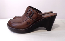 Born Clog Shoes Brown Leather Slip On Adjustable Buckle Women's Size 9 M /40.5