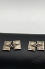 Sterling Silver Rectangular Two Tone Geometric Design Cuff Links 9.3 g — photo 2