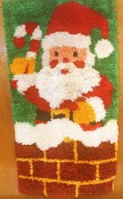 Vtg Santa Claus Latch Hook Wall Hanging LARGE 36"x20" Christmas Kitsch Completed
