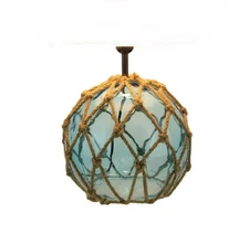 Scratch & Dent Blue Rope and Glass Nautical Buoy Style Lamp Base