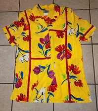 Vintage 90s Lucia Floral Two-Piece Set - Yellow Tropical Button Short Size 12
